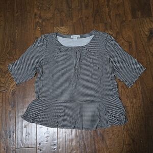 Women's Black and White Gingham Top